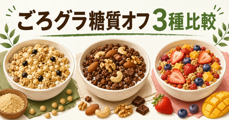 ごろグラ糖質オフ3種を比較する記事のアイキャッチ画像