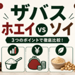 ザバスのホエイプロテインとソイプロテインを比較する記事のサムネイル