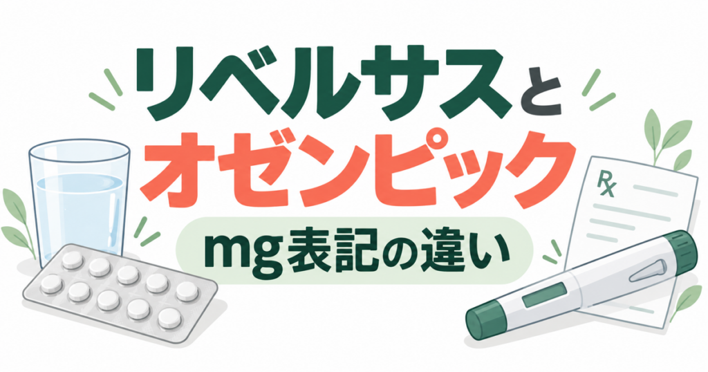 リベルサスとオゼンピックのmg表記の違いを示すイメージイラスト