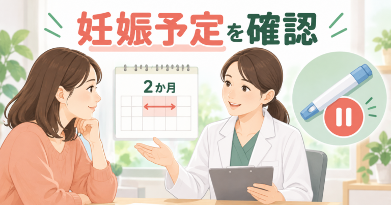 ウゴービ使用前に妊娠予定の2か月前を確認する医療相談のイラスト