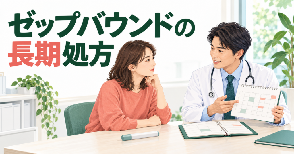 ゼップバウンドの処方日数と通院予定を医師と相談するイラスト