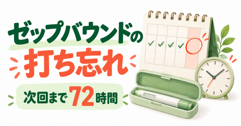 ゼップバウンドの打ち忘れと次回まで72時間を示すイメージイラスト